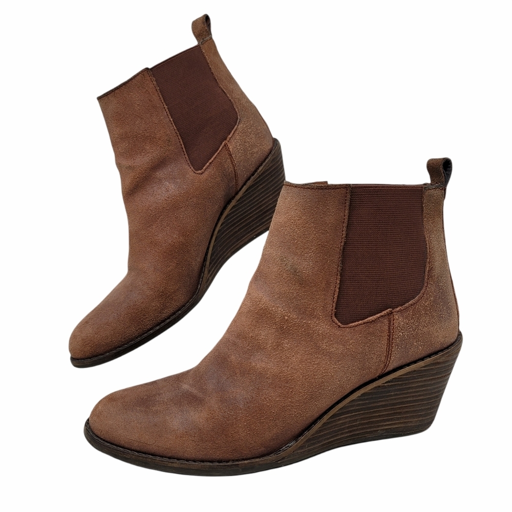Lucky Brand Brown "Pallet" wedge ankle booties 9.5M